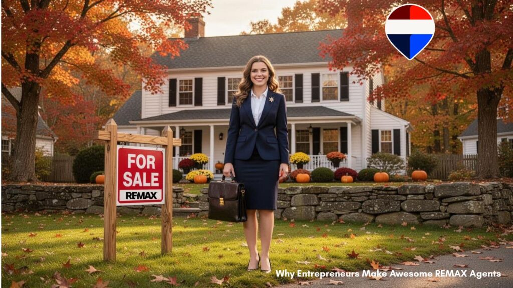 Why Entrepreneurs Make Awesome REMAX Agents like this agent outside a home for sale
