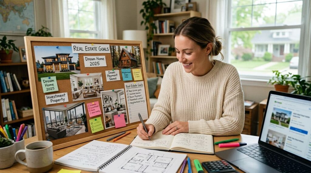 real estate goals with agent checking her list real estate goals with agent checking her list